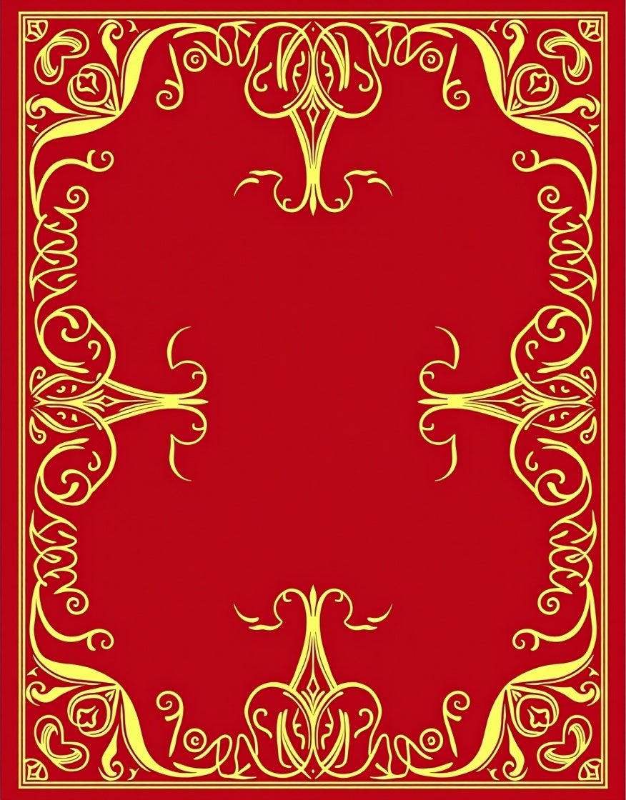 Crimson Gold Flourish Border Rug