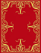 Crimson Gold Flourish Border Rug