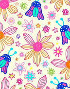 Retro Floral Insect Pattern Rug