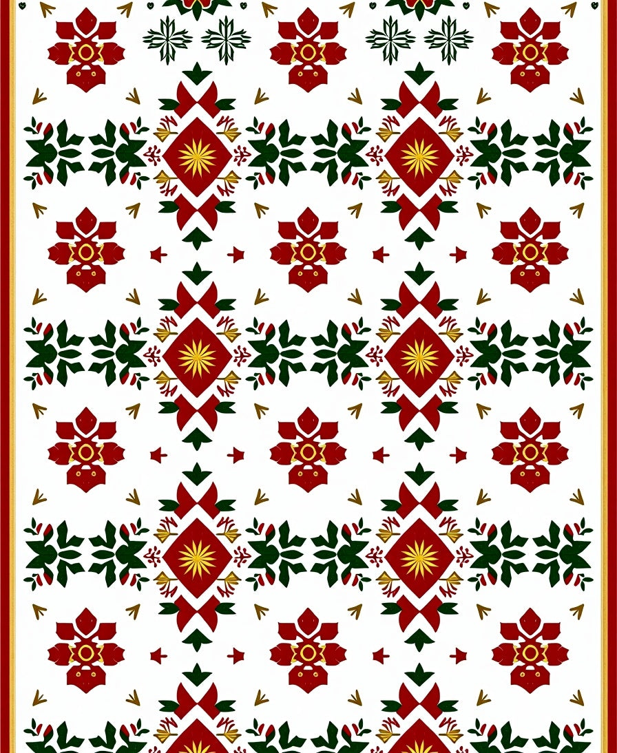 Rich Crimson Floral Starburst Medallion Rug