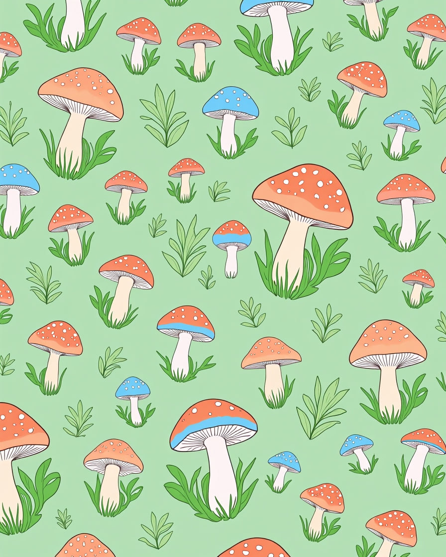 Whimsical Mushroom Pattern Playful Design Rug