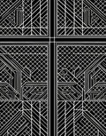 Bold White On Black Geometric Pattern Rug