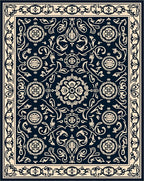 Dark Floral Medallion Patterned Rug