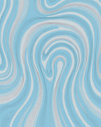 Abstract Swirls Blue And Silver Lines Rug