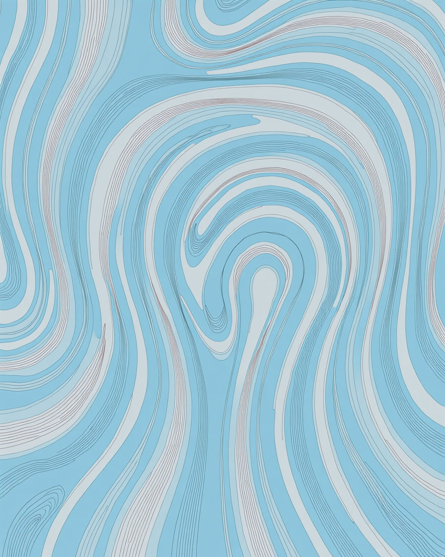 Abstract Swirls Blue And Silver Lines Rug