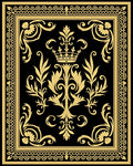 Regal Black Gold Floral Crown Design Rug