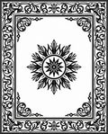 Ornate Black White Medallion Border Rug