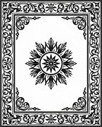 Ornate Black White Medallion Border Rug