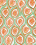 Ornate Orange Fern Leaf Pattern Rug
