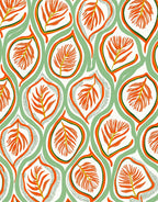 Ornate Orange Fern Leaf Pattern Rug