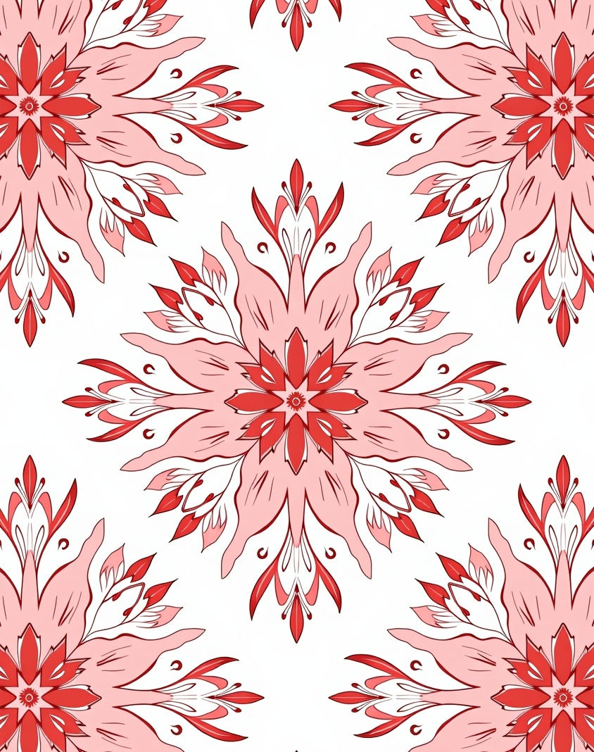 Red Floral Mandala Style Rug