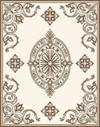 Classic Floral Emblem Border Design Rug