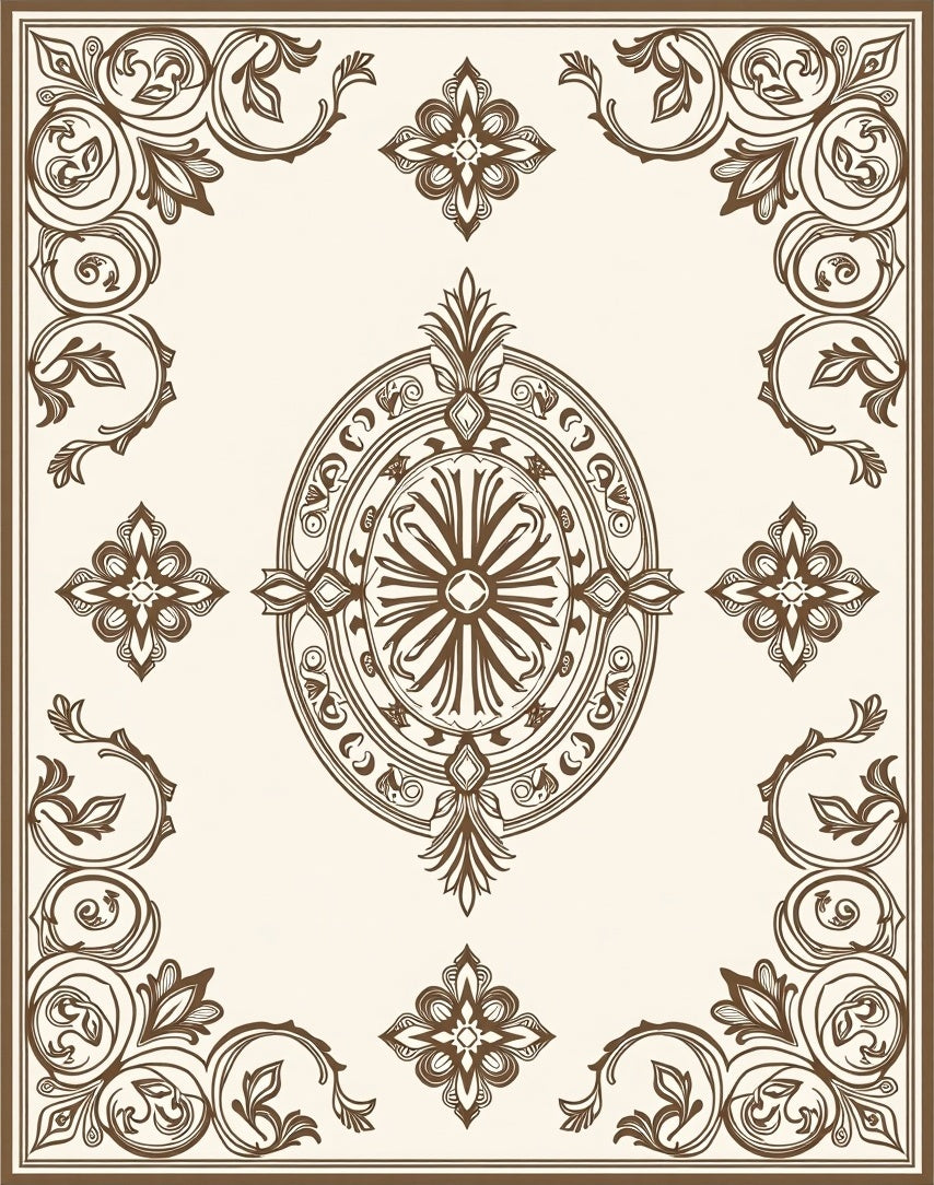 Classic Floral Emblem Border Design Rug