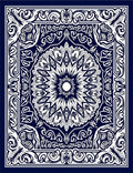 Dark Blue Intricate Floral Mandala Rug