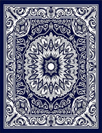 Dark Blue Intricate Floral Mandala Rug