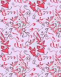 Abstract Red Swirls Blooms Pattern Rug