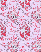 Abstract Red Swirls Blooms Pattern Rug