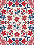 Red Blue Floral Pattern Design Rug