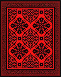 Intricate Red Black Floral Pattern Rug