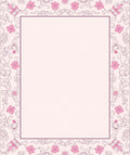 Pink Floral Swirl Border Pattern Rug