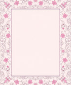 Pink Floral Swirl Border Pattern Rug