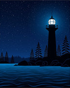 Night Scene Beacon Landscape Rug