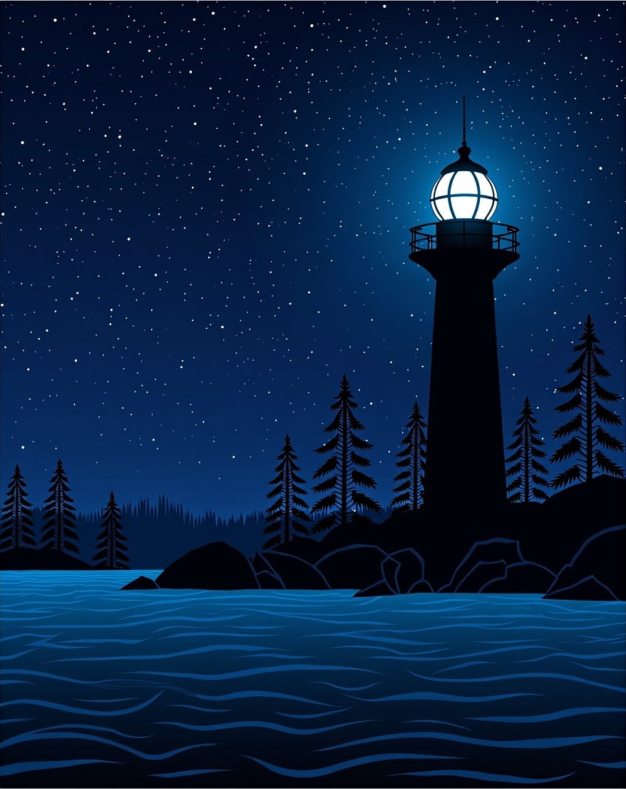 Night Scene Beacon Landscape Rug