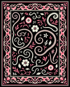 Whimsical Pink Floral Swirl Rug