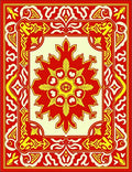 Bold Red Yellow Elaborate Floral Pattern Rug