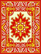 Bold Red Yellow Elaborate Floral Pattern Rug