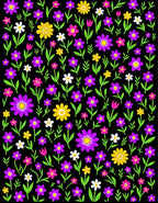 Vibrant Floral Pattern With Green Leaves Rug