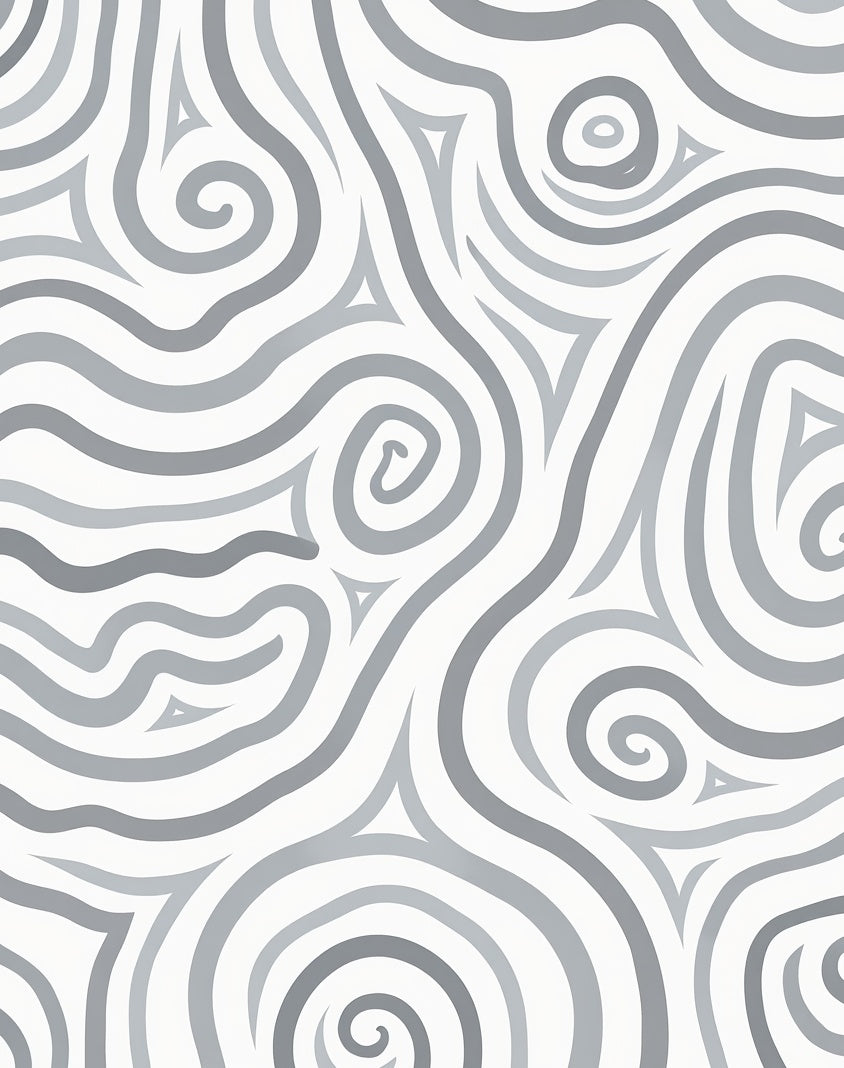 Swirling Gray Curve Pattern Rug