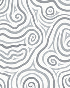 Swirling Gray Curve Pattern Rug