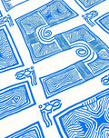 Abstract Blue Organic Maze Rug