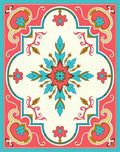 Coral Pink Teal Floral Medallion Rug