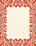 Bold Orange Floral Vine Frame Design Rug