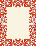 Bold Orange Floral Vine Frame Design Rug