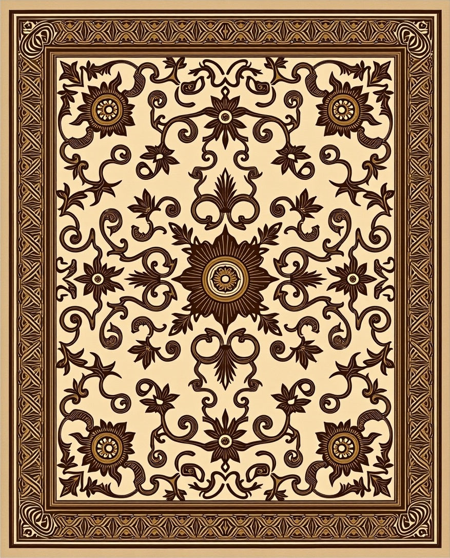 Classic Floral Scroll Pattern Rug