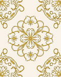 Elegant Gold Floral Scroll Pattern Rug
