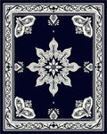 Ornate Indigo Mandala Reflection Design Rug
