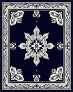 Ornate Indigo Mandala Reflection Design Rug