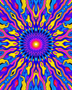 Vibrant Psychedelic 7-Point Star Rug
