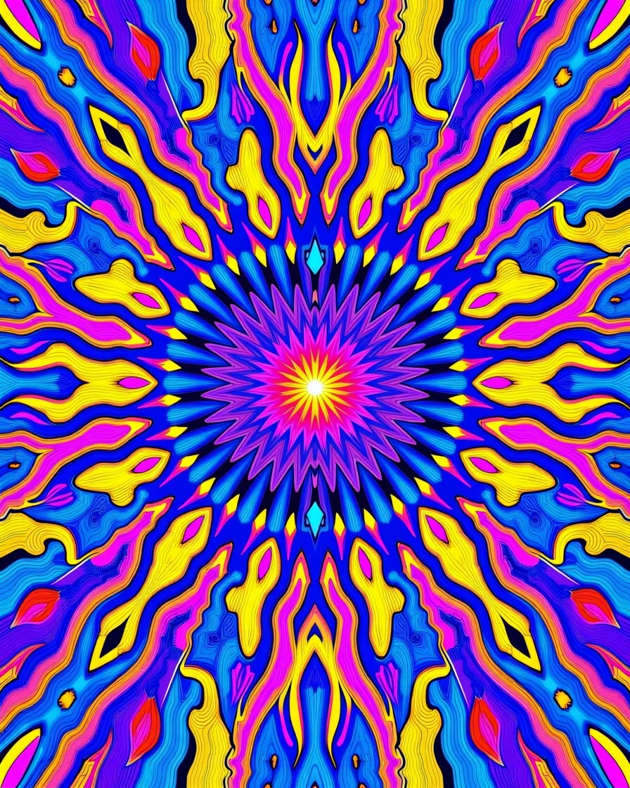 Vibrant Psychedelic 7-Point Star Rug
