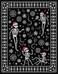 Whimsical Black Skeleton Snowflakes Christmas Rug