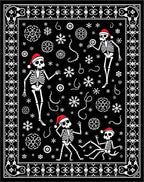 Whimsical Black Skeleton Snowflakes Christmas Rug