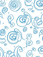 Abstract Blue Swirls Dots Pattern Rug