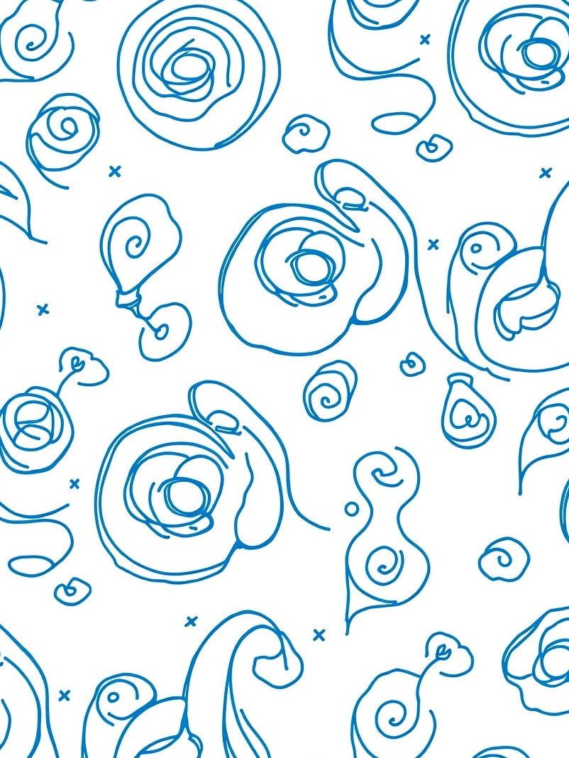 Abstract Blue Swirls Dots Pattern Rug