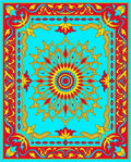 Vibrant Floral Burst Sun Border Design Rug