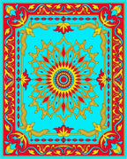Vibrant Floral Burst Sun Border Design Rug