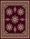 Ornate Crimson Gold Medallion Rug